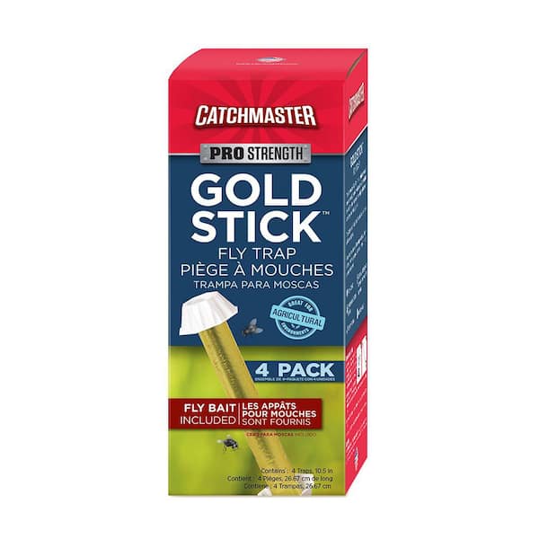 Catchmaster Mini Gold Stick Fly Trap with Multi-Bait Attractant (4-Pack)