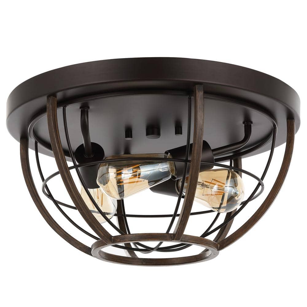 Lyla 15.75" Black Rustic Farmhouse Iron LED Flush Mount