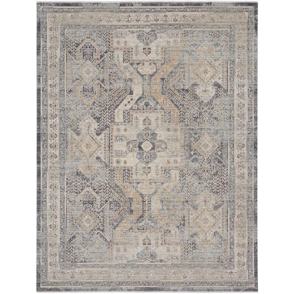 Lynx Ivory Charcoal 12 ft. x 16 ft. All-Over Design Transitional Area Rug