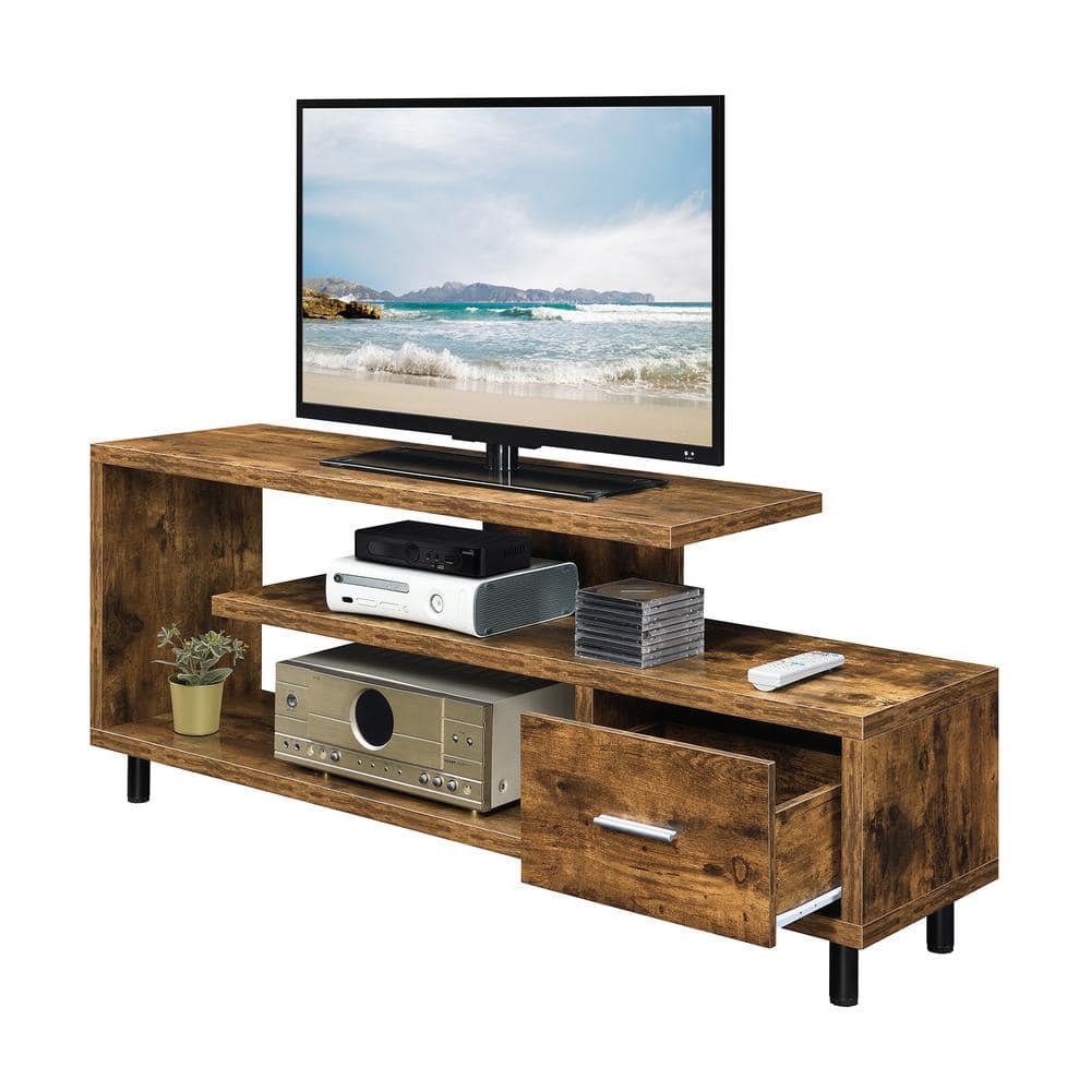 Barnwood 59" Brown Wood TV Stand with Cabinet