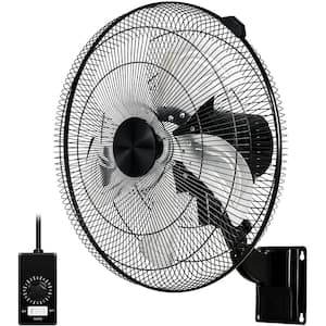 18 in. 5-Speed Household Commercial Wall Mount Fan in Black with 90 Degree Horizontal Oscillation