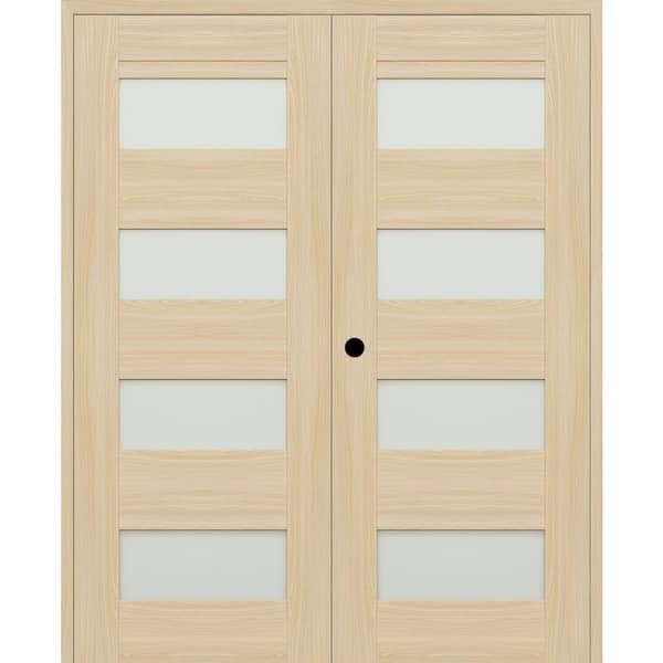 Belldinni 07-08 60 in. x 96 in. Right Active 4-Lite Frosted Glass Loire Ash Wood Composite Double Prehung Interior Door