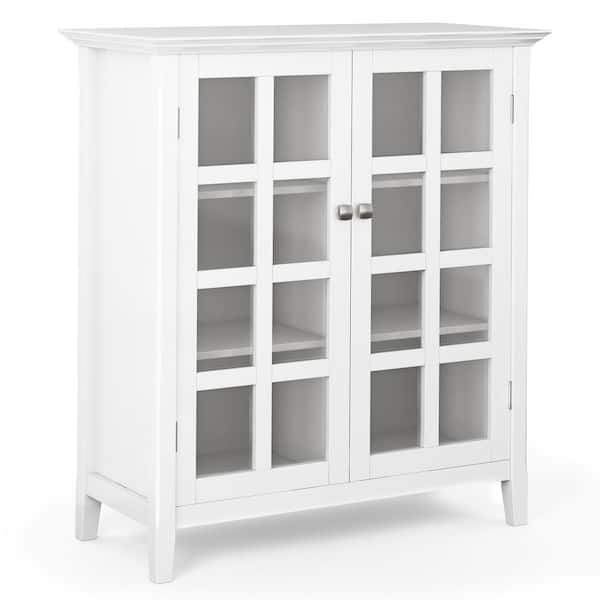 Simpli Home Acadian Solid Wood 39 in. Wide Transitional Medium Storage ...