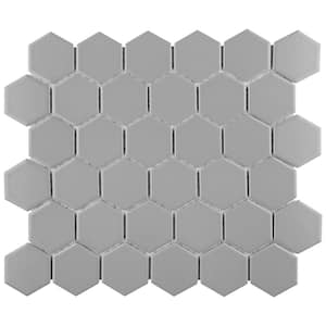 Metro 2 in. Hex Matte Light Grey 11-1/8 in. x 12-5/8 in. Porcelain Mosaic Tile (10.0 sq. ft./Case)