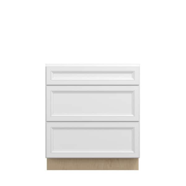 Kunal Kitchens Damascus Raised 30 in. W x 34.5 in. H x 24 in. D in French Vanilla Plywood Assembled Drawer Base Cabinet