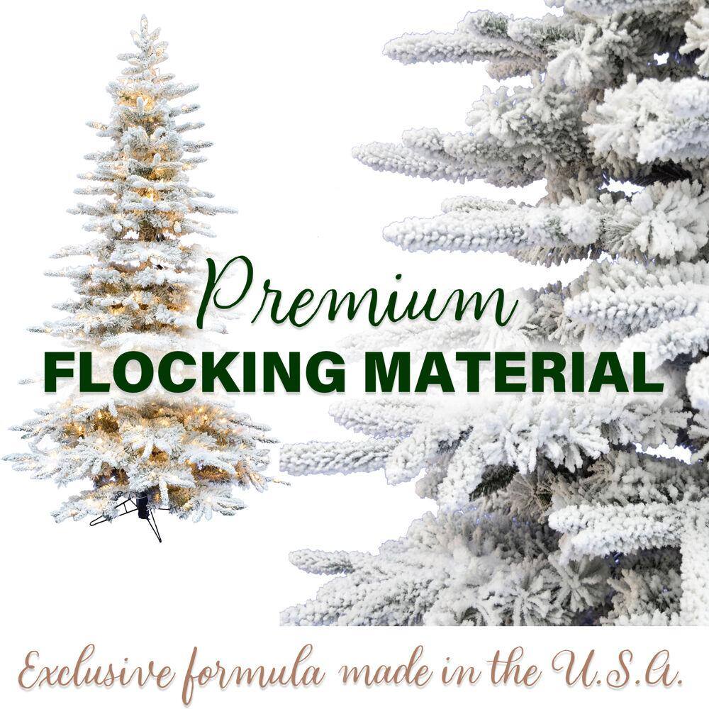 6.5 ft. White Flocked Pine Christmas Tree with LED Lights
