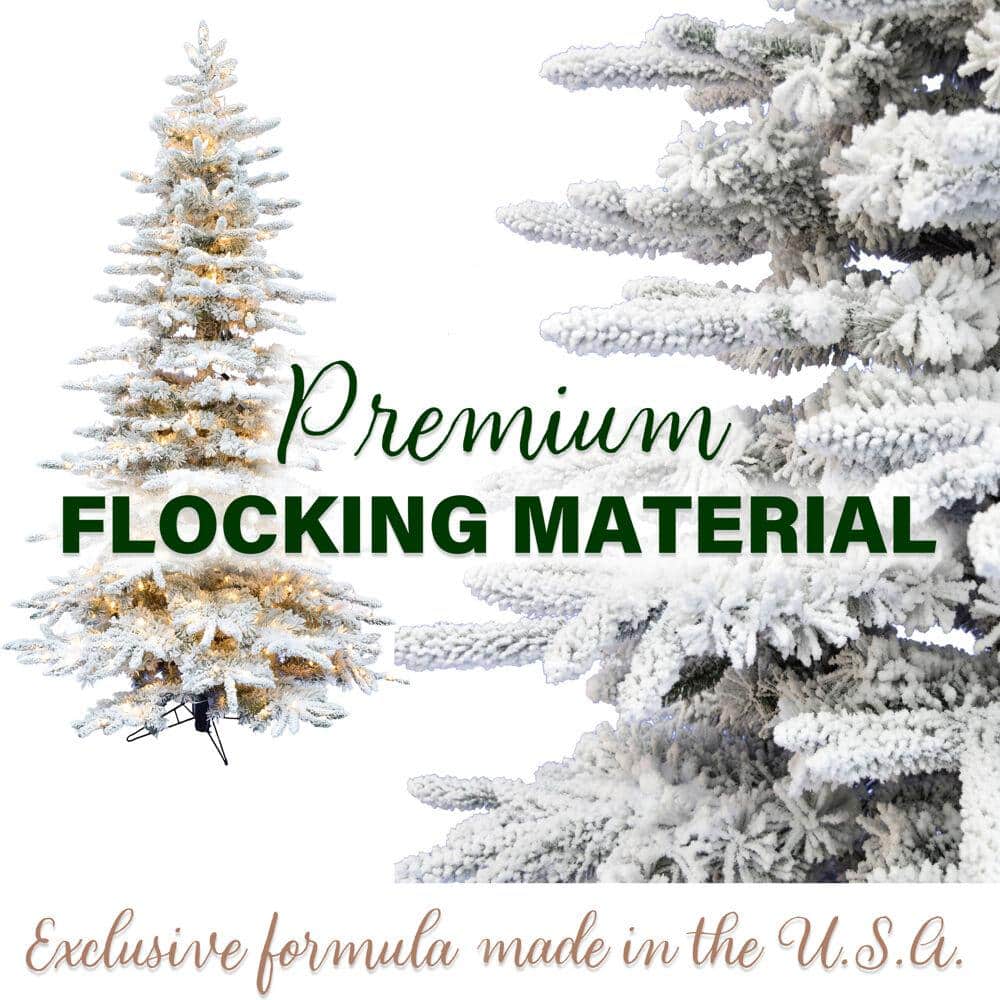 6.5-Ft Flocked Pine Valley Christmas Tree with Multicolor LED Lights