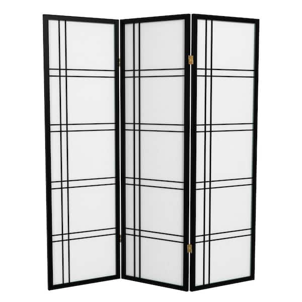 Oriental Furniture 5 ft. Black 3-Panel Room Divider