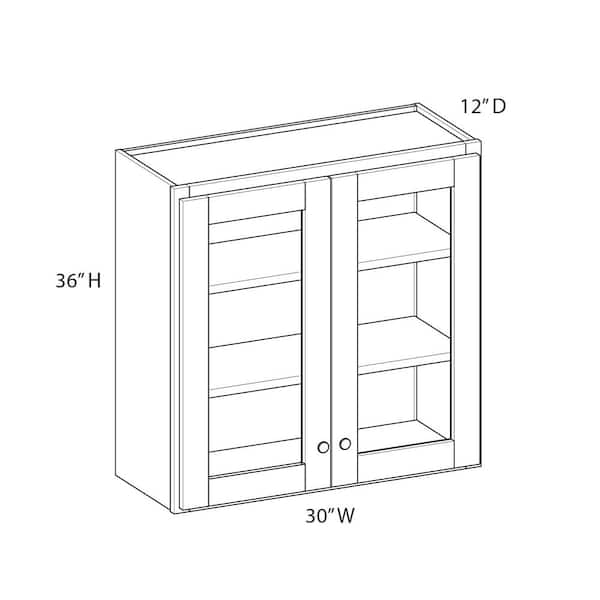 Unbranded Norfolk Shaker 30 in. W x 36 in. H x 12 in. D in Painted White Plywood Assembled Glass Door Wall w/ Finished Interior