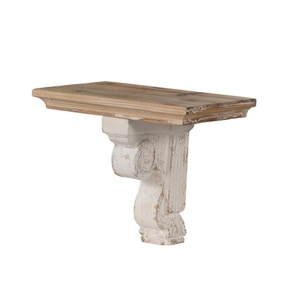 Rick 13.8 in. W x 9.1 in. D Brown and Distressed White Fir Wood Decorative Wall Shelf