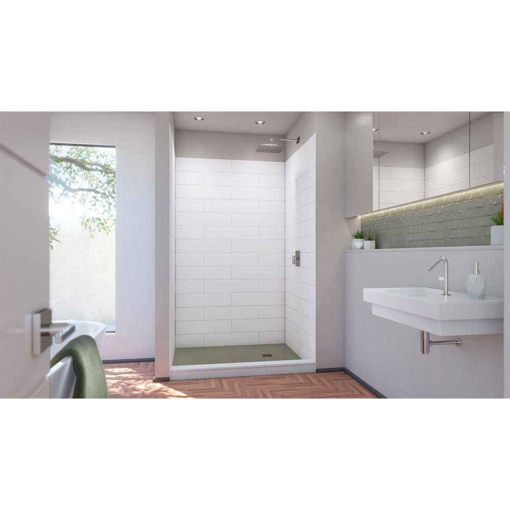 DreamStone White Subway Pattern Shower Wall Kit 42" x 50" x 84"