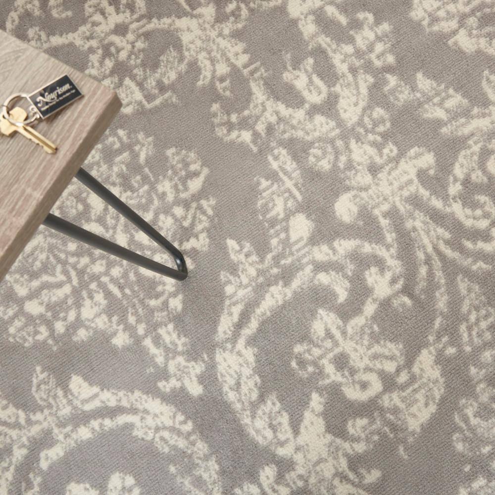 Jubilant Grey 6' x 9' Synthetic Vintage Damask Area Rug
