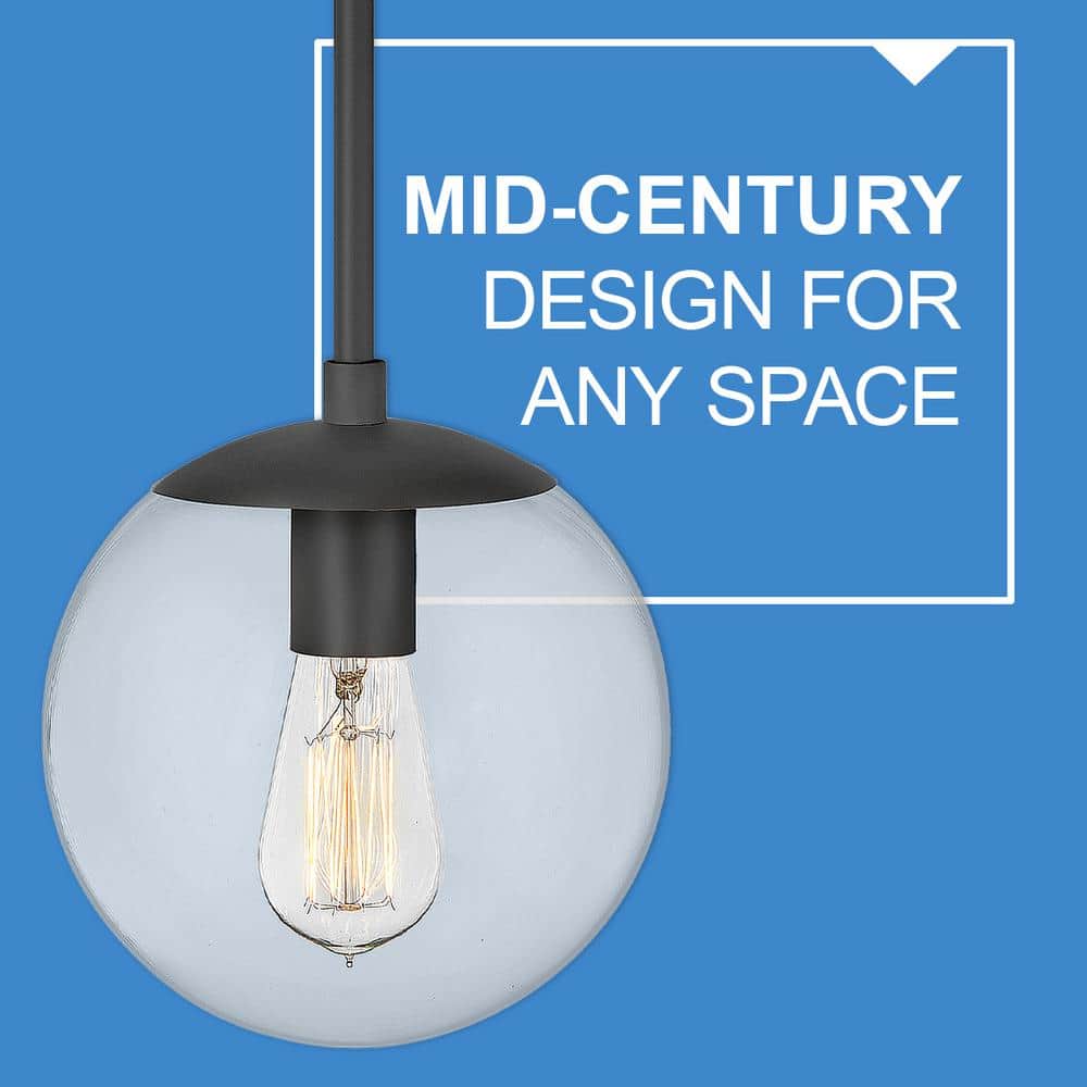Warby Mid-Century Modern Black and Clear Glass Dimmable Sconce