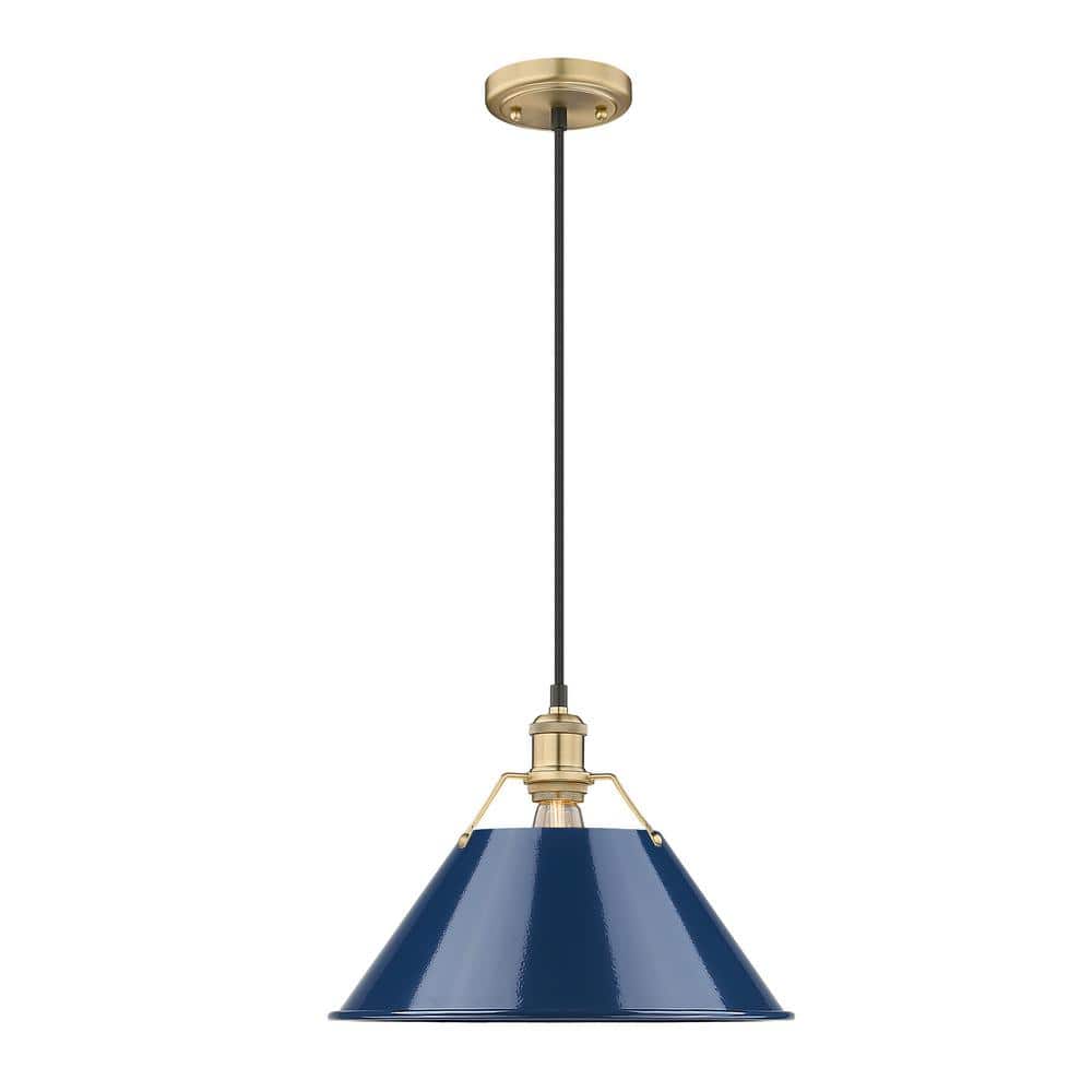 Orwell 100-Watt 1-Light Brushed Champagne Bronze and Matte Navy Pendant Light price history on PriceWatchPro