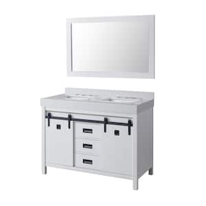 Da Vinci Exclusive 48 in. x 23 in. D x 36 in. H Double Bath Vanity in White with White Carrara Marble Top and Mirror