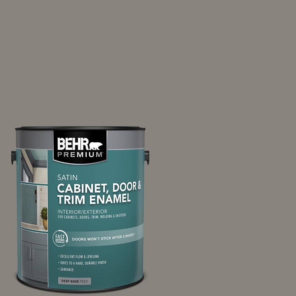 BEHR PREMIUM 1 gal. PPU2407 Barnwood Gray Satin Enamel Interior