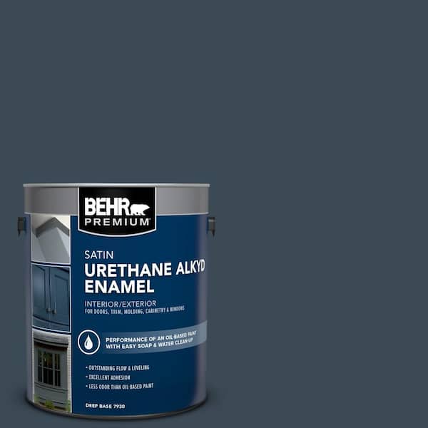 BEHR PREMIUM 1 gal. #BXC-26 New Navy Blue Urethane Alkyd Satin Enamel Interior/Exterior Paint