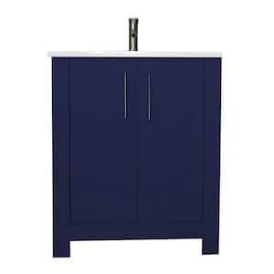 Austin 24 in. W x 20 in. D Bath Vanity in Navy with Acrylic Vanity Top in White with White Basin