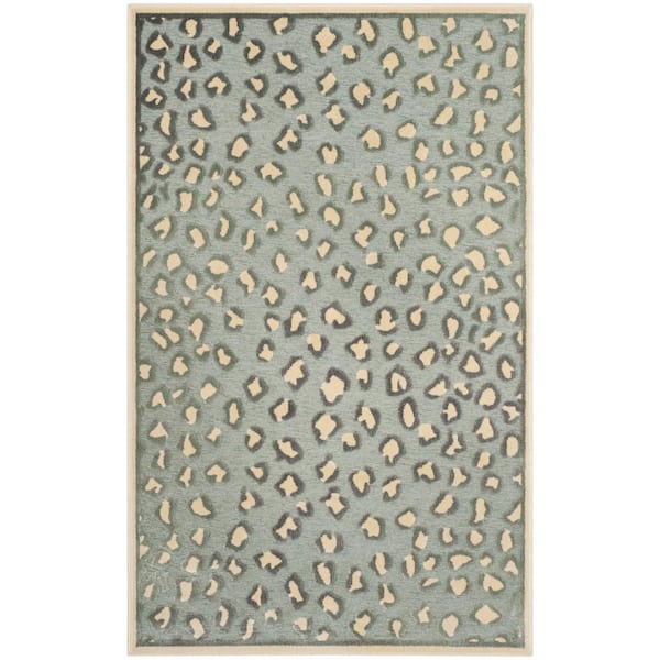 Paradise Cream/Spruce Doormat 3 ft. x 4 ft. Border Area Rug
