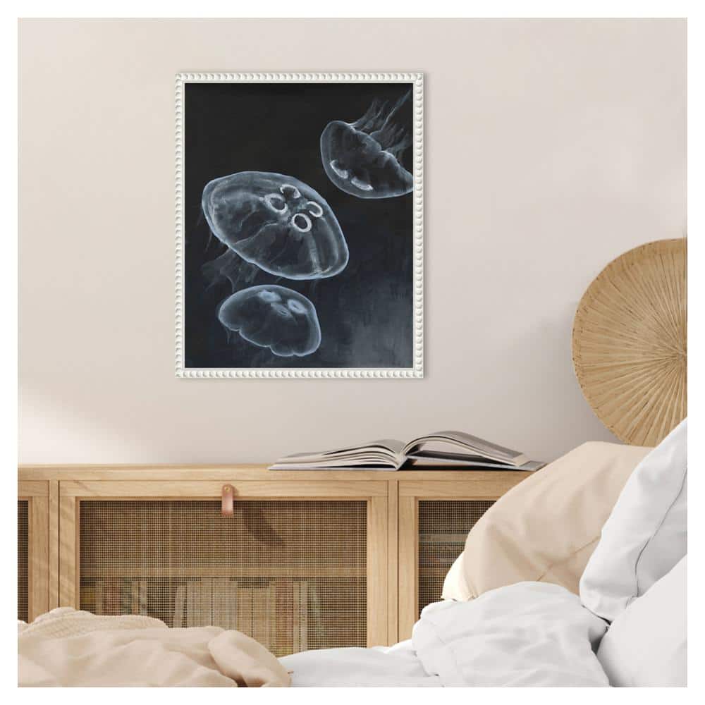 Jellyfish Heaven I White Floater Frame Canvas Print