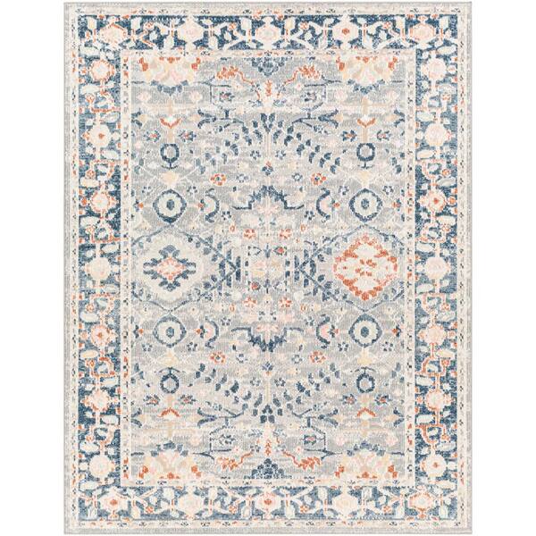 Livabliss Santana Taupe/Blue Oriental 2 ft. x 4 ft. Indoor Area Rug