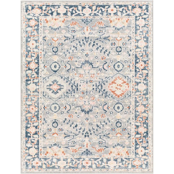 Livabliss Santana Taupe/Blue Oriental 8 ft. x 10 ft. Indoor Area Rug