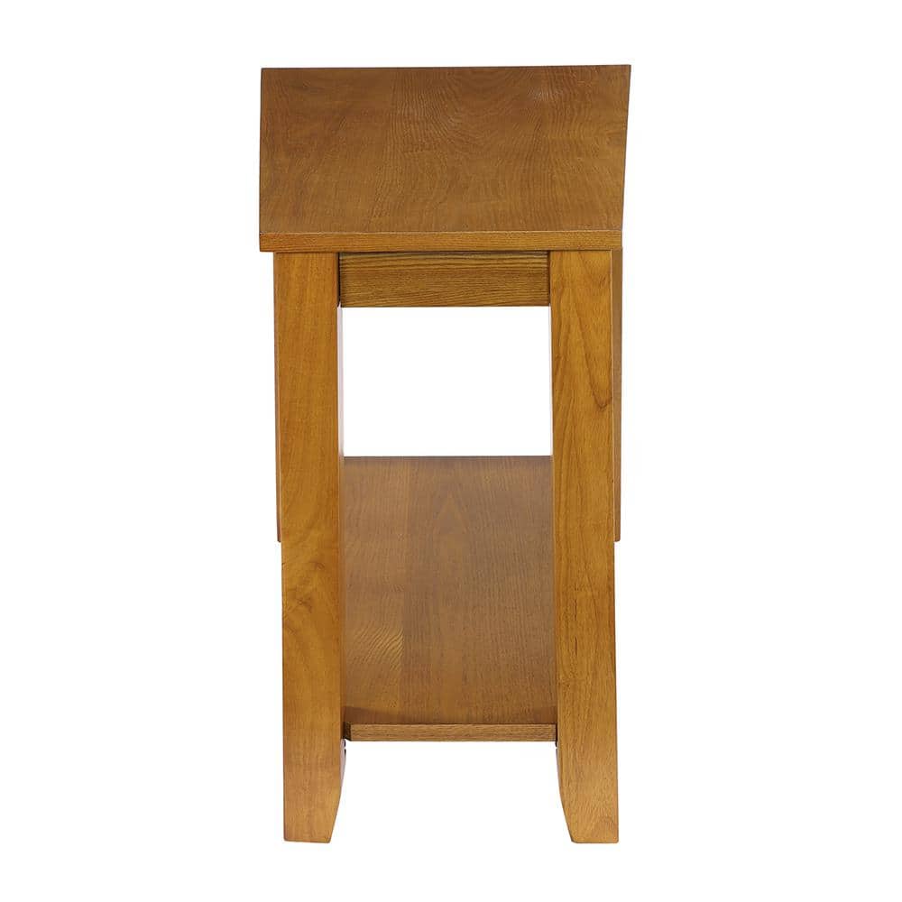 Elwell Oak Finish Rectangular Wood Chairside Table