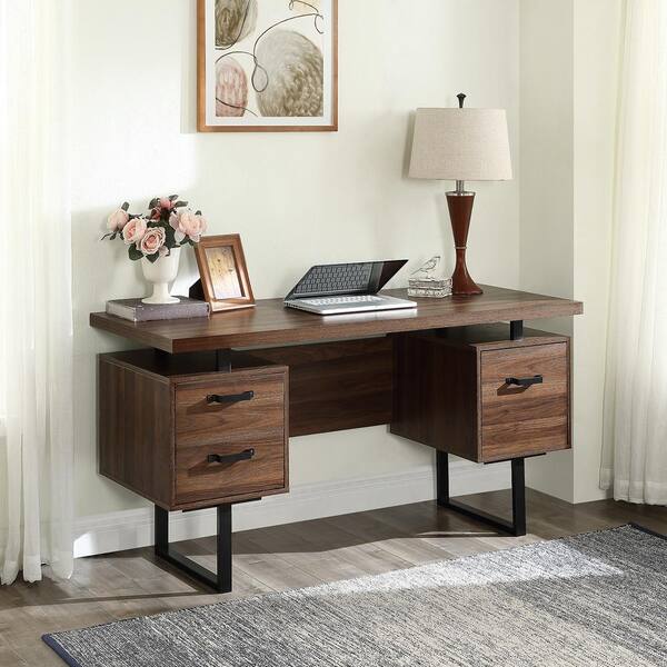 desk with drawers and metal legs