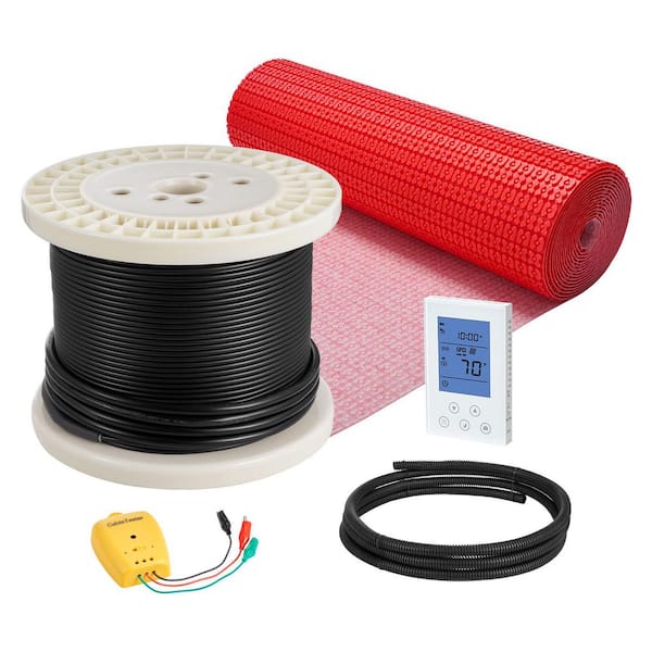 120 sq. ft. Electric Floor Heating Mat System, 3.3 ft. x 13.39 in. 120-Volt Floor Heating Kit with Decoupling Membrane