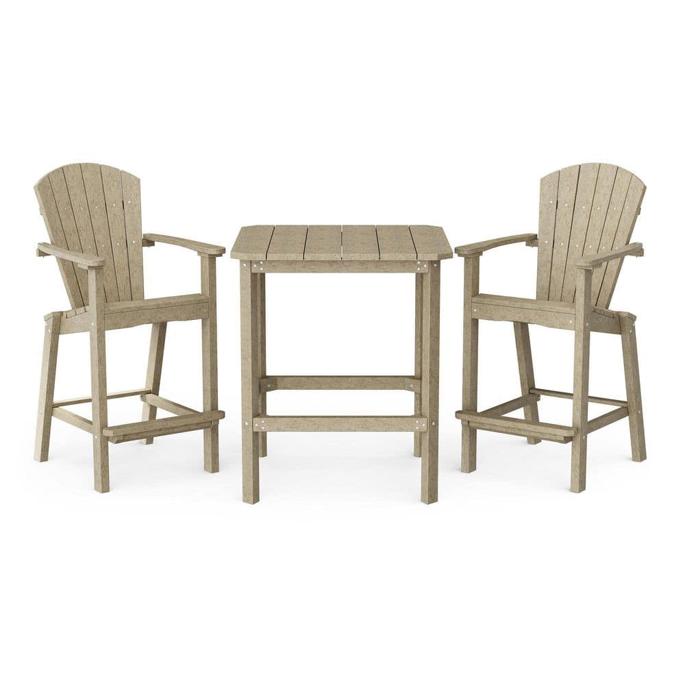 Classic 3-Piece Weathered Wood HDPE Plastic Outdoor Patio Bar Set price history on PriceWatchPro