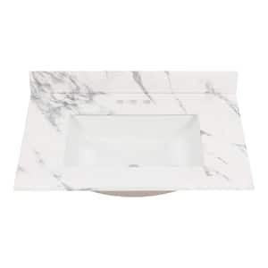 31 in. W x 22 in. D Engineered Stone Composite White Rectangular Undermount Single Sink Vanity Top in Toscana