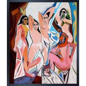 Les Demoiselles D'Avignon by Pablo Picasso Studio Black Wood Framed Oil Painting Art Print 21.5 in. x 25.5 in.