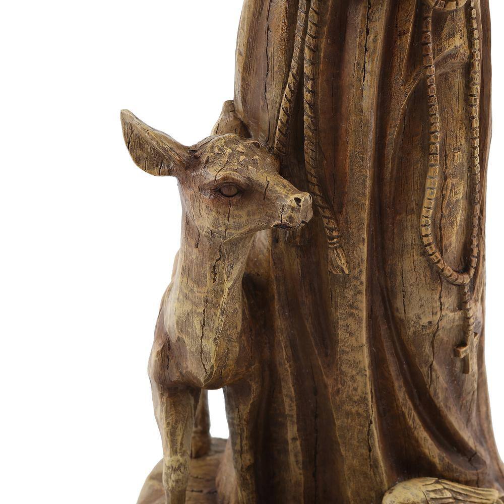 Weathered Brown Saint Francis Garden Statue with Animals
