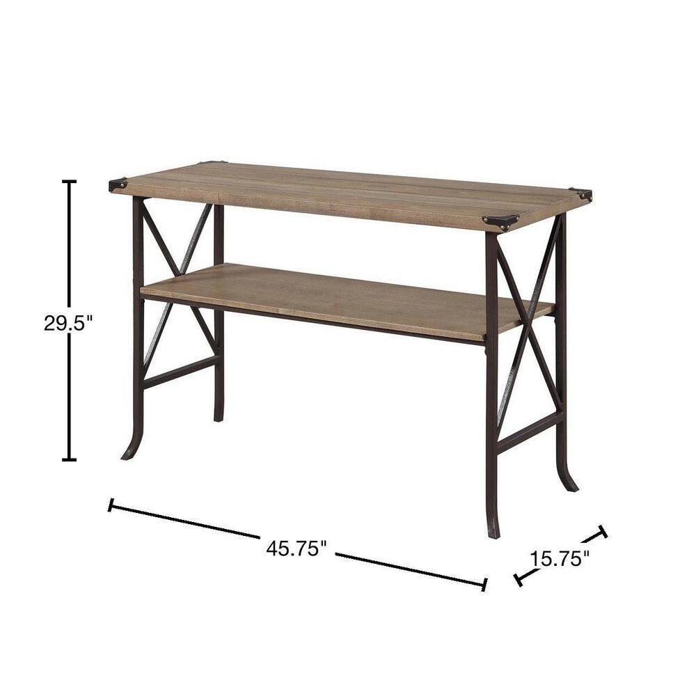 Driftwood and Brown Medium Wood Console Table with Storage