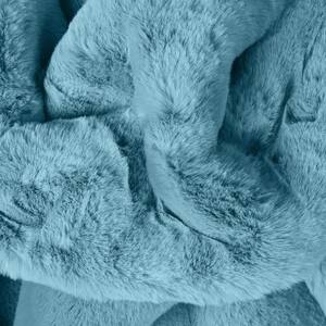 Opal Crest Modern Glam Faux Fur Solid Shag Light Blue 3 ft. 11 in. Round Area Rug