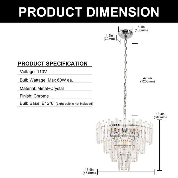 YANSUN Gold 6-Light Crystal Chandelier, 4-Tier Elegant Modern