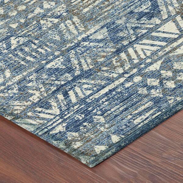 Chantille Machine Washable Indoor/Outdoor Abstract ACN2645 Navy 10 ft. x 14 ft. Area Rug