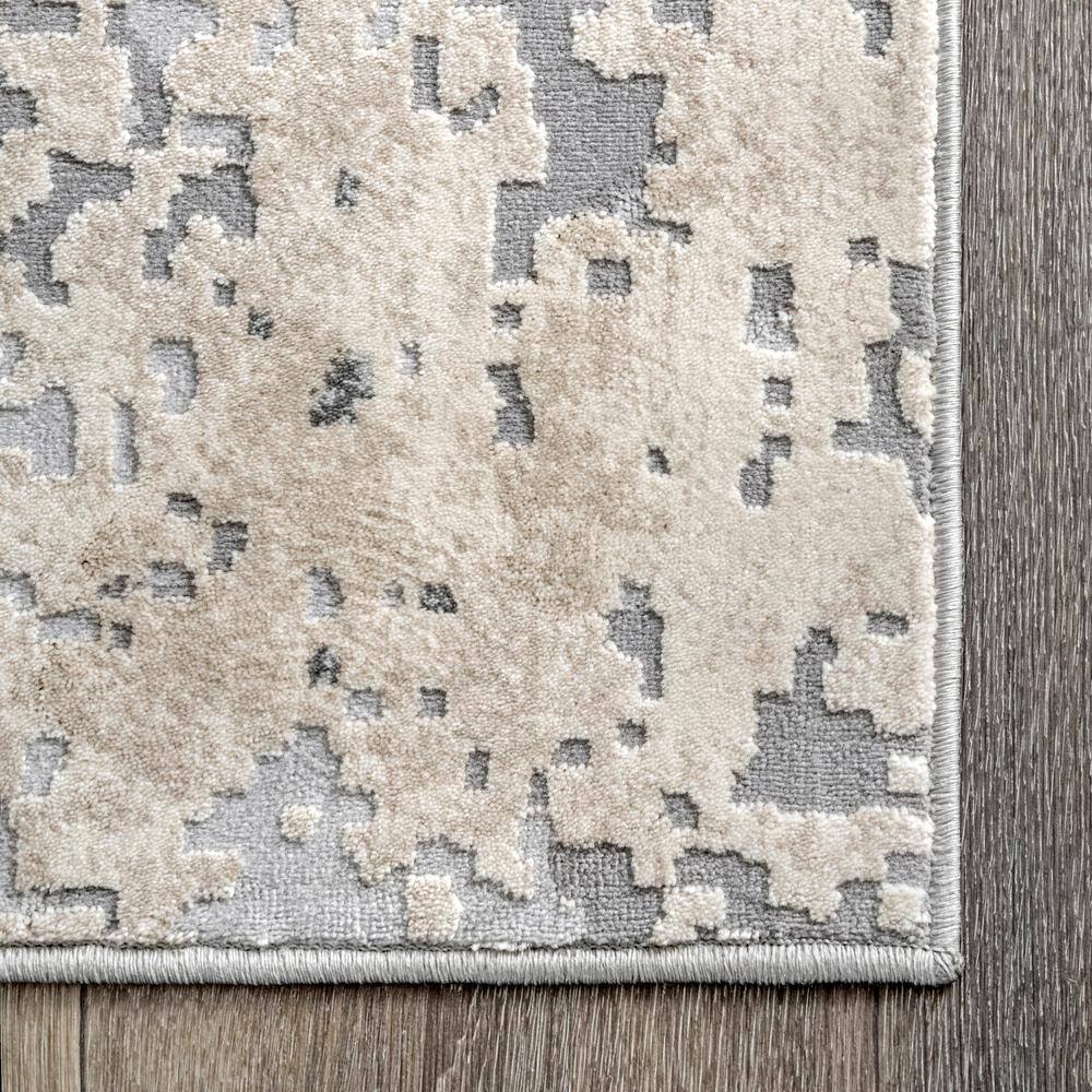 Beige and Gray Abstract Reversible 8' x 10' Synthetic Rug
