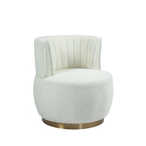 Contemporary White Teddy Upholstered Swivel Barrel Chair