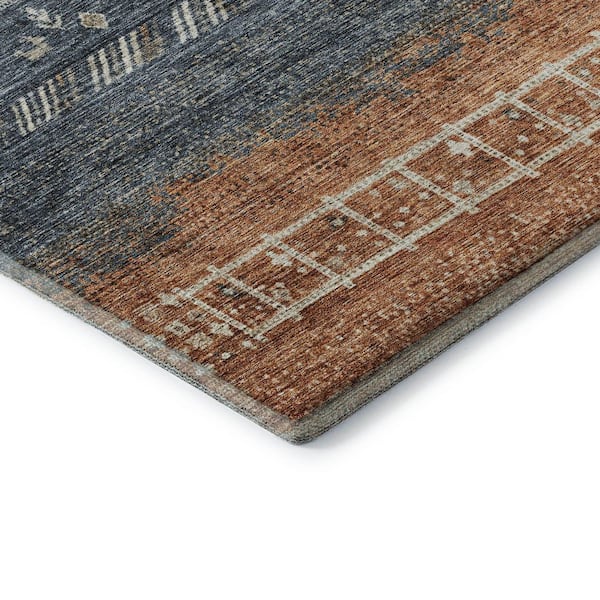 Mayfield Premium Machine Washable Abstract AMF1147 Brown 9 ft. x 12 ft. Area Rug