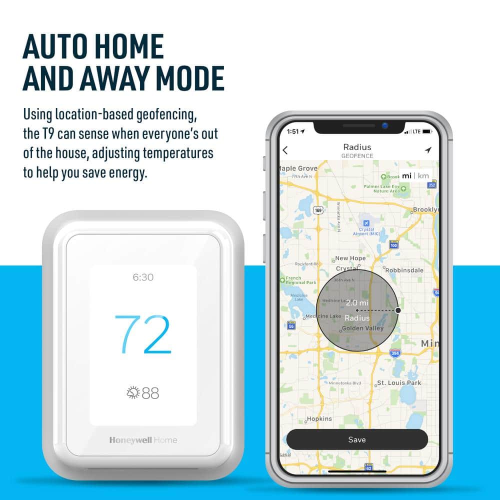 Honeywell White Smart Programmable Touchscreen Wi-Fi Thermostat