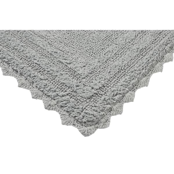Better Trends Lilly Crochet Collection 20 in. x 20 in. Gray 100% Cotton Contour Bath Rug