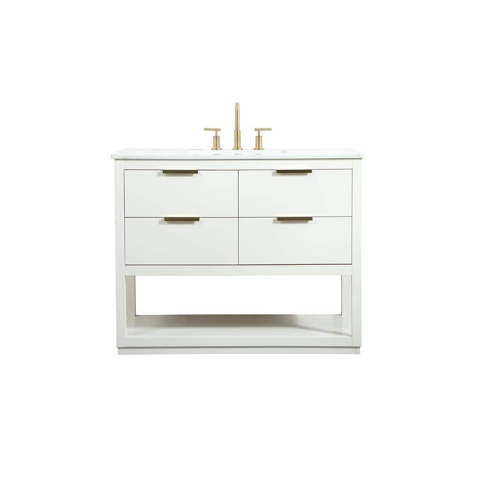 Simply Living 42 in. W x 22 in. D x 34 in. H Bath Vanity in White with Cala