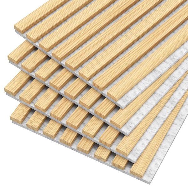 0.83 in. x 7.87 ft. x 1 ft. Slat Wood Oak Gray Sound Absorbing Panel (4-Pack)