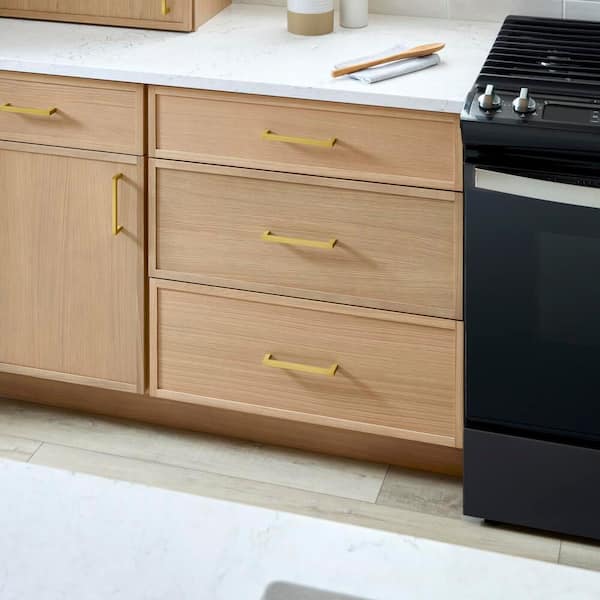 Leyton 12 in. W x 21 in. D x 34.5 in. H Ready to Assemble Plywood Slim Shaker Bath Drawer Base Cabinet in White Oak