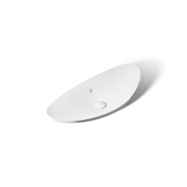 Veil 38.6 in. x 16 in. Vessel Bathroom Sink in White Fireclay