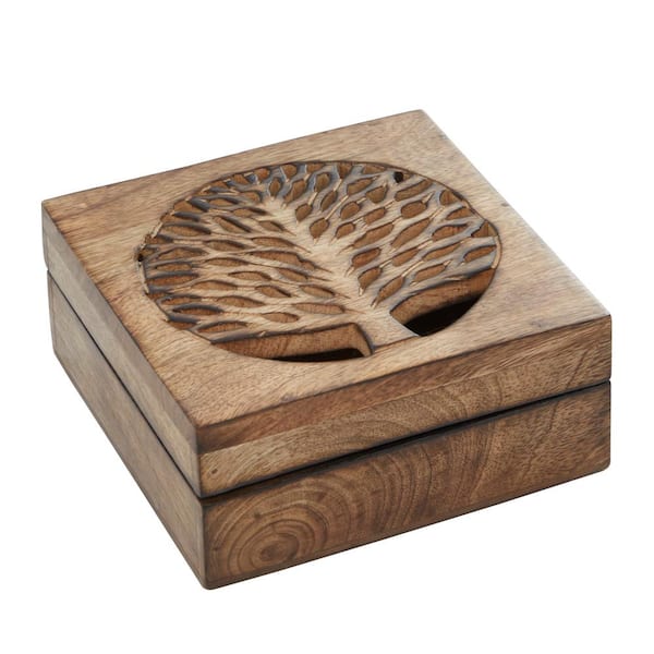 Hand Carved Wood Box with Hinged Lid 2024 #01-21