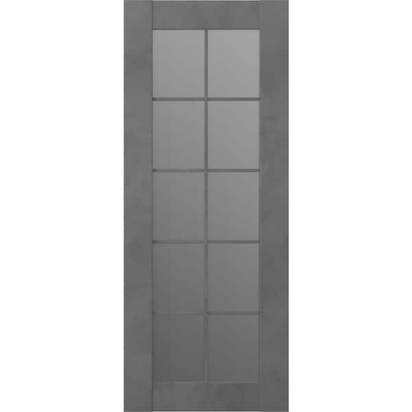 Belldinni Vona 24 in. x 80 in. No Bore Solid Core 10-Lite Frosted Glass Dark Urban Finished Wood Composite Interior Door Slab