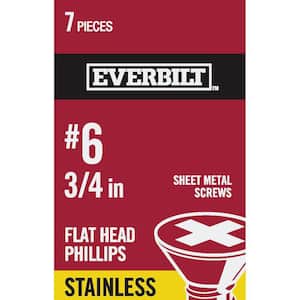 #6 x 3/4 in. Phillips Flat Head Stainless Steel Sheet Metal Screw (7-Pack)