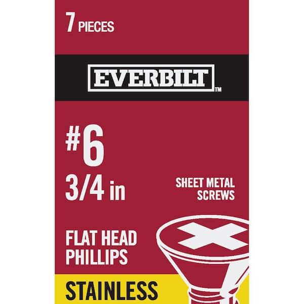 Everbilt #6 x 3/4 in. Phillips Flat Head Stainless Steel Sheet Metal Screw (7-Pack)